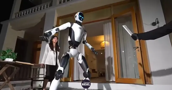 Robot guardaespaldas se lanza contra agresor armado en video